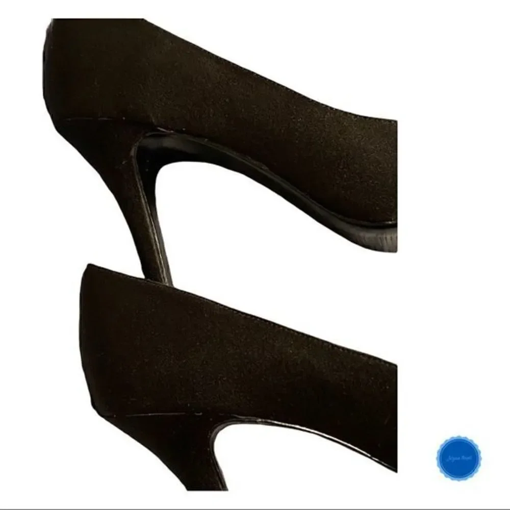 Nina Black Satin Pumps